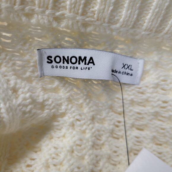 Sonoma Sweater Mens XXL Cream Ivory Cable Knit Pullover Crewneck Long Sleeves - Picture 4 of 16